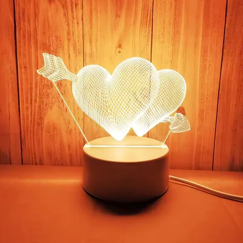Lampada 3D Cuori freccia