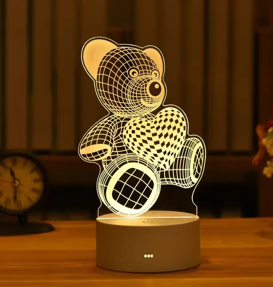 Lampada 3D Orso cuore