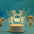 Lampada 3D Unicorni cuori
