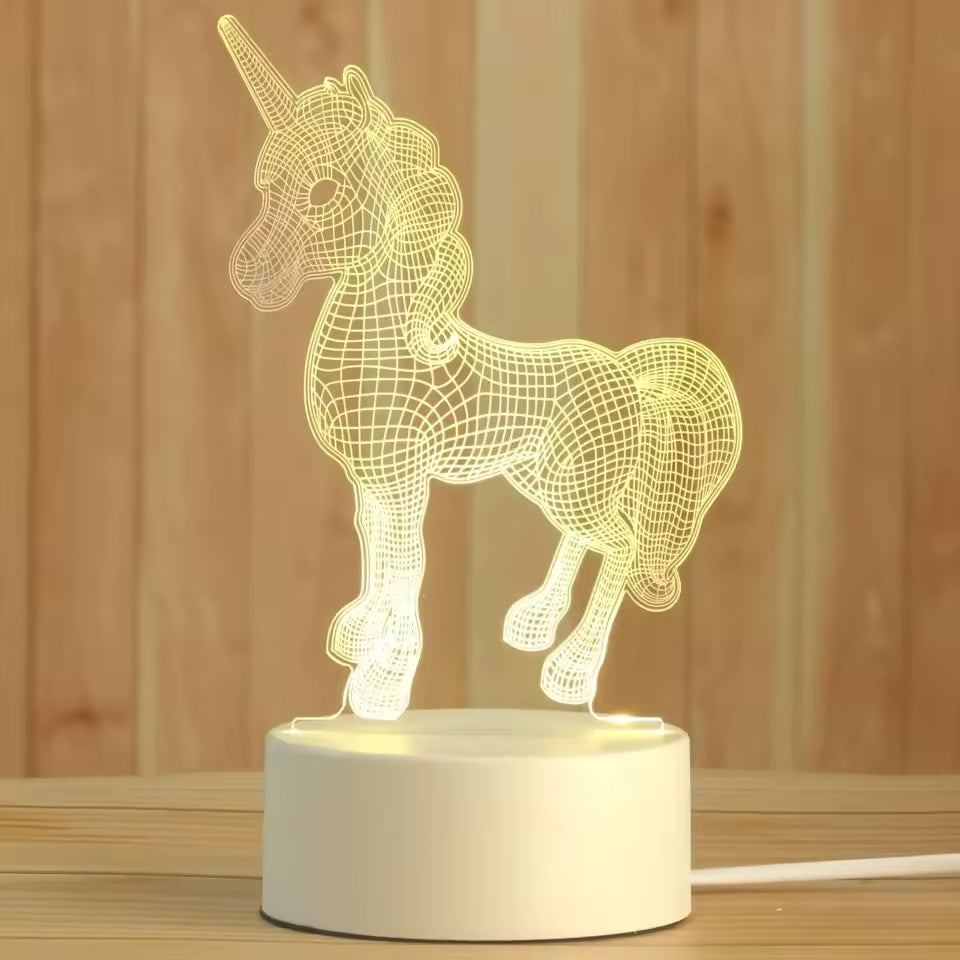 Lampada 3D Unicorno cartoon