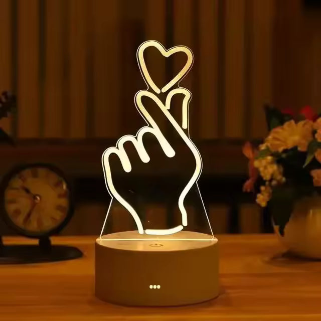Lampada 3D Cuore mano